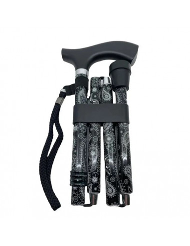 Vikbar käpp Black Paisley